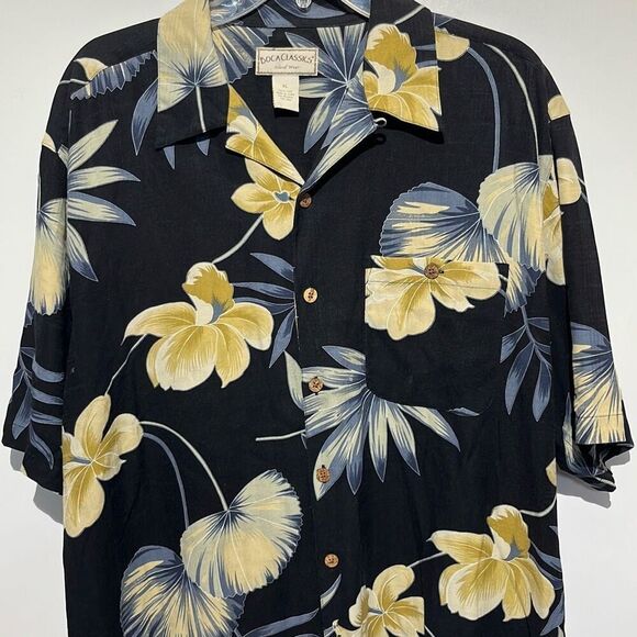 Boca Classics Men's Multicolor Hawaiian Silk Short Sleeve Button Up Shirt XL - Picture 1 of 8